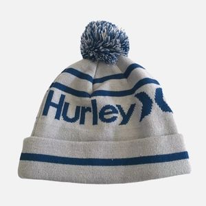 Hurley Ragland Blue/Grey PomPom Beanie Knit Hat